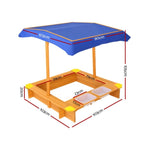 Keezi Kids Sandpit Wooden Sandbox Sand Pit with Canopy Water Basin Toys 103cm SAND-CANOPY-WATER