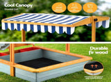 Keezi Kids Sandpit Wooden Canopy Sandbox With Cover Funnel Outdoor Toys 110cm Green SAND-CANOPY-FUNNEL-110-GN