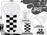 12 Pcs Race Car Party Favors Portable Fan Bulk Mini Handheld Personal Fans Checkered Black and White V1259-DP01-A-5558