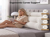 Giselle wedge pillow headboard with non-flattening shredded foam core, perfect for dorm reading or HBP-HRNECK-COR-WH-D