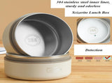 4-Pack Beige 304 Stainless Steel Microwave-Safe Lunch Box Set - Stackable Insulated Bento Containers V888-ELOSUNG45765