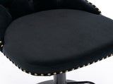 4x Height Adjustable Swivel Bar Stool Velvet Nailhead Barstool with Footrest V226-SW1812BK-2