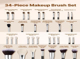 34-Piece Makeup Brush Set, Professional Brushes Kit for Foundation Blending Eyeshadow Concealer V952-HZSTZHZSTZDWX383D001V0