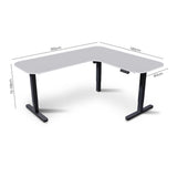 FORTIA Corner Standing Desk, 160x140cm, 72-118cm Sit to Stand Up Electric Height Adjustable, White V219-ADKCORFOR1WTKA