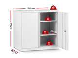 Artiss Steel Locker Cabinet Filing Mental Storage 3-Point Lock Adjustable Shelves White FC-METAL-100-WH