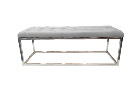 Holly Ottoman Silver Base - Light Grey Seat V292-OTT-HOLLY-SILVERBASE-LGREYSEAT