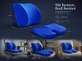 Mesh Blue Seat & Lumbar Support Set 45x36x7, Pressure Relief Complete Kit V1221-XM-LB1792-GM63