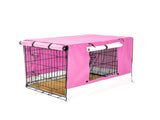 Wire Dog Cage Crate 24in with Tray Cushion Mat PINK Cover Combo V274-PET-WCCVCU24-PK