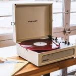 Crosley Voyager Bluetooth Portable Turntable - Dune + Bundled Crosley Record Storage Display Stand V398-CR8017BSS-DU4