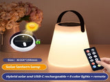 Solar Camping Lantern IP44 Water Proof LED Hanging Tent Light 8 Color Lights for Outdoor Garden Lawn V1294-YM0901-230905HL04-3