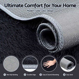 Artiss Floor Rug 200x230cm Plush Area Shaggy Rug Living Room Bedroom Carpet Black FLR-FLU01-200X230-BK