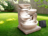 Gardeon Solar Water Feature Cascading Fountain 4-Tier Bowl LED Lights 72CM Sand FOUNT-BOWL-SAND