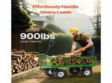 900 Lbs Steel Garden Cart on Wheels, Heavy Duty Pullable Garden Wagon Yard Cart, Outdoor Metal V952-ZXHYTCLS900BG0TN3V0