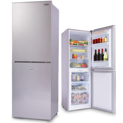 GECKO 160L Upright Portable Fridge / Freezer, 12V/24V/240V for Motorhome and Caravan, Silver V219-CMPFRUGK16SA