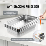 4 Pack Hotel Pans, Full Size Anti-Jam Steam Pan with Lid, 0.8mm Thick Stainless Steel Steam Table V952-11QCCPYG4YCSH7PULV0