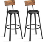 VASAGLE Set of 2 Bar Stools with Footrest PU Cover Vintage Brown Black V227-9101262000140