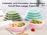 4-Piece Food Storage Container Set - Lunch - Collapsible Food Container - Round Silicone Lunch V1188-MS-313-1060
