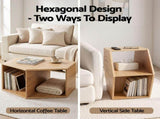 Artiss Set of 2 Coffee Table Hexagonal Center Table with Open Storage 2-Way Display Side Table Wood FUR-Z-COF-09-WDX2