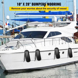 Boat Fenders, 10" x 28" Ribbed Fender, 4 Pack Bumpers, Hole Through Middle Ribbed Inflatable V952-DNB10X28YCBHQHS01V0