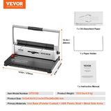 Coil Spiral Binding Machine, Manual Book Maker 34-Holes Binding 120 Sheets, Punch Binder with V952-ZDJ20XQSSD34J0H4EV0