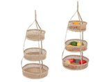 Hanging Fruit Basket Rattan 3 Tiers Multifunctional Foldable Elegant Style Easy Installation Hanging V1294-YM0715-3118210370211