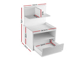 Artiss Bedside Table 1 Drawer with Shelves - EVERMORE White FURNI-G-BSIDE-P16-WH