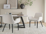 Boucle teddy Sherpa Fabric Bliss Armrest Dining Chair Ensemble V264-DNC-420V-WHE-02-1