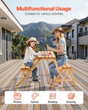 VEVOR 2-in-1 Transforming Interchangeable Picnic Table, Outdoor Wooden Table and Bench Set, Portable Foldable Bench with Umbrella Hole, Patio Dining Furniture for Garden, Backyard, Porch  V952-2HYKBXYCZ45FP7QYPV0