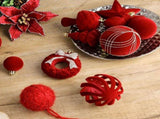 38-Piece Velvet Christmas Ornament Gift Set with Ball, Star, Poinsettia and Bow Designs, Silver V1341-ZY-YTZXM5WH-REDGREEN