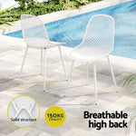 Gardeon 4PC Outdoor Dining Chairs PP Lounge Chair Patio Garden Furniture White ODF-CHAIR-PP210-WH-4X