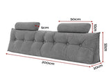 Artiss Headboard Pillow King Wedge Backrest Triangular with 2 Cushions Grey BED-HEAD-TRAR-K-GY