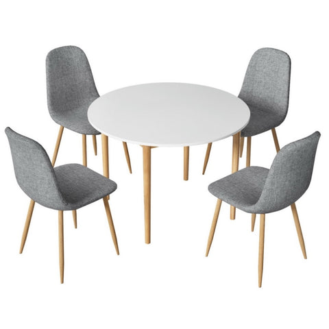 1 Artiss Dining Table and 4 Chairs Set White Grey DSET-TAB01-LI-GYX4