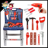 Tool Box Work Bench With Battery Operated Drill Set kids Pretend Play Toy 55pcs V891-TOY-TOOL-X1