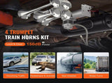 Train Horns Kit, 4 Trumpet Air Horn Kit, 150dB Train Horns for Pickup Trucks, 12V 160 psi Air V952-QLBYCQGTZ12VB362GV9