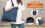 Shopper Bag Tote Bag Foldable Travel Laptop Grocery Nylon KO-DUAL NAVY V274-GM-KOEBAG-SHOP-NY