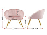 Artiss Armchair Velvet Pink Eloise UPHO-C-ARM-5107-PK