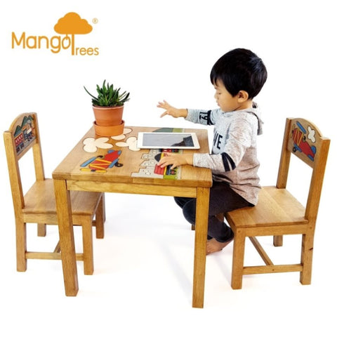 Airplane Design Kids Wooden Table Chairs Set V574-PLANETDH4014-01-56