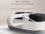 White Wireless Handheld Mite Remover and Red Manual Carpet Sweeper Combo - Dual Cup Strong Suction V888-ELOSUNG53539