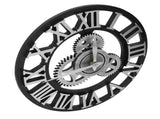 Large 3D Retro Wall Clock 34CM Vintage Wooden Gear Wall Clock Numerals Industrial Style Clocks for V1294-YM0901-3115240034512