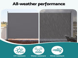 Instahut 1.8X4M Side Awning Retractable Privacy Screen Outdoor Sun Shade Grey AWN-B-SIDE-FC-18X4-GR