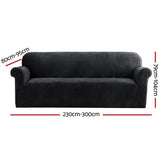 Artiss Sofa Cover Couch Covers 4 Seater Velvet Black SCOVER-VEL-4-BK