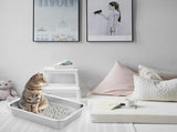 2 Pack Stainless Steel Cat Litter Box - High Side Metal Cats Toilet Large Rust Proof Litter Pan with V1259-DP01-I-00014