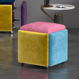 Stool, 5 in 1 Nesting Ottoman Stool with Swivel Casters Stackable Cube Square Sofa Vanity Movable V1107-CS-QFLCCE20