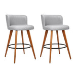 Artiss 2x Bar Stools Linen Padded Wooden Grey BA-TW-8126-LI-GYX2