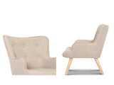 Artiss Armchair Set with Ottoman Beige Lansar UPHO-B-ARM05STO-BG