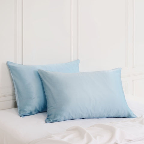 SILK PILLOW CASE TWIN PACK - SIZE 51X76CM - Soft Blue ABM-10002252