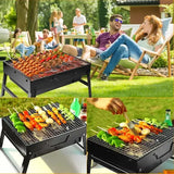 1 Piece Foldable Charcoal Grill, Stainless Steel Tabletop BBQ for Camping, Picnics, Gardens and V1189-LC-HW-00317