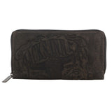 Jack's Inn Liquor Ladies Crazy Horse Leather Wallet Black Bourbon Womens Gift Set V563-JACK-20-BRN