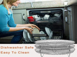 3pcs Air Fryer Basket Rack Stainless Steel Compartment, silver V1237-ZY-506-0414