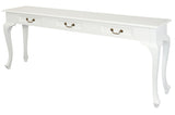 Queen Anne 3 Drawer Sofa Table - White V199-ST003QAWH